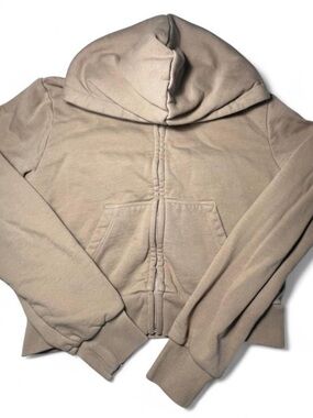 Brandy Melville / John Galt Neutral Taupe Cropped Zip-Up Hoodie